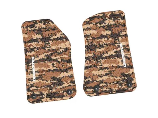 FLEXTREAD Factory Floorpan Fit Tire Tread/Scorched Earth Scene Front Floor Mats with White Gladiator Insert; Cyberflage Camouflage (20-24 Jeep Gladiator JT)
