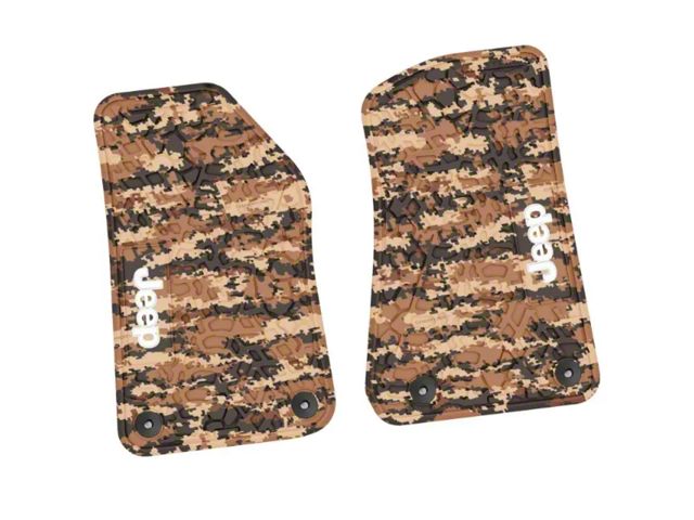 FLEXTREAD Factory Floorpan Fit Tire Tread/Scorched Earth Scene Front Floor Mats with White JEEP Insert; Cyberflage Camouflage (20-24 Jeep Gladiator JT)