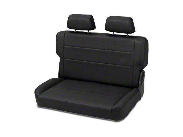 Bestop Trailmax II Fold and Tumble Rear Bench Seat; Black Denim (76-95 Jeep CJ5, CJ7 & Wrangler YJ)