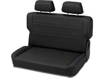 Bestop Trailmax II Fold and Tumble Rear Bench Seat; Black Denim (76-95 Jeep CJ5, CJ7 & Wrangler YJ)