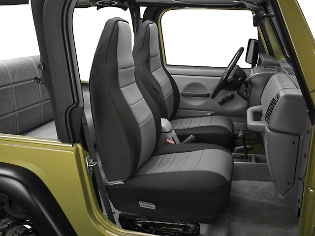 Rugged Ridge Neoprene Front Seat Covers; Black/Gray (97-02 Jeep Wrangler TJ)