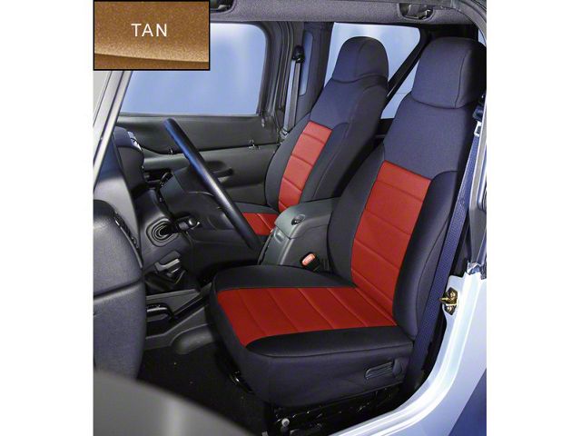 Rugged Ridge Neoprene Front Seat Covers; Black/Tan (91-95 Jeep Wrangler YJ)