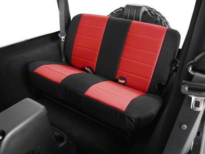 Rugged Ridge Neoprene Rear Seat Cover; Black/Red (87-95 Jeep Wrangler YJ)