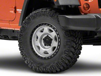 Black Rhino Voyager Silver Machined Face with Matte Black Lip Wheel; 17x8.5 (18-24 Jeep Wrangler JL)