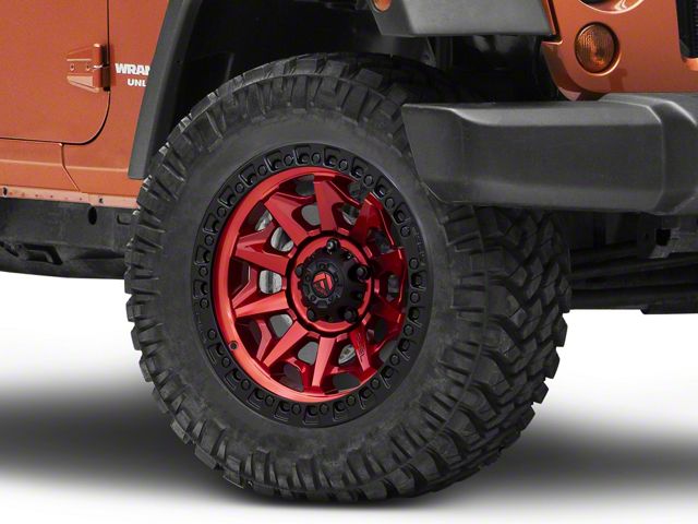 Fuel Wheels Covert Candy Red with Black Bead Ring Wheel; 20x9 (07-18 Jeep Wrangler JK)