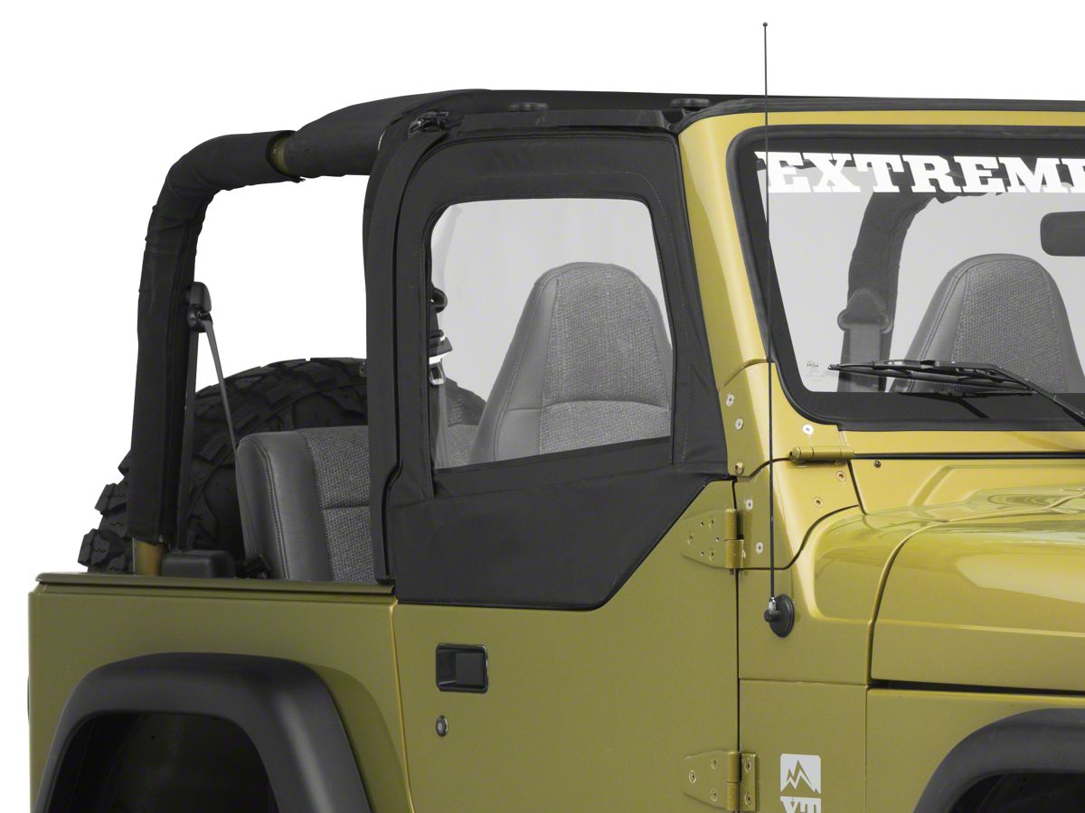 Bestop Replacement Fabric Upper Door Skins Black Diamond 97 06 Jeep Wrangler Tj W Half Doors
