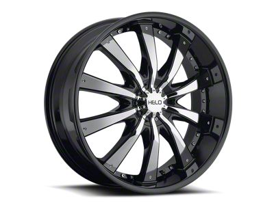 HELO HE875 Gloss Black with Removable Chrome Accents Wheel; 22x9.5 (07-18 Jeep Wrangler JK)