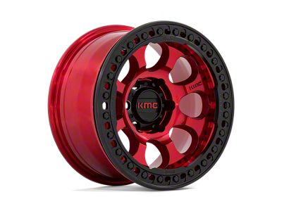 KMC Riot Beadlock Candy Red with Black Ring Wheel; 17x8.5 (07-18 Jeep Wrangler JK)