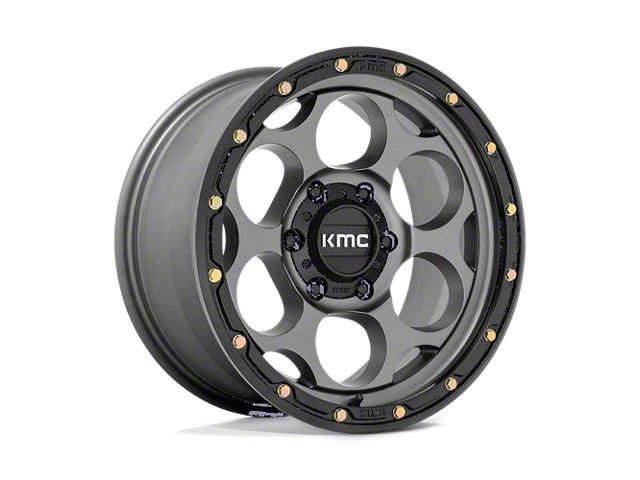 KMC Dirty Harry Satin Gray with Black Lip Wheel; 18x8.5 (07-18 Jeep Wrangler JK)