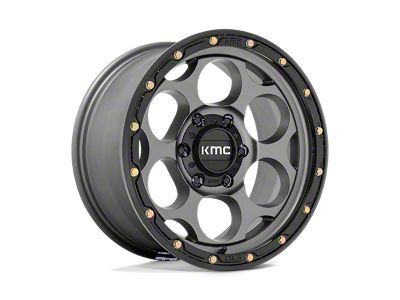 KMC Dirty Harry Satin Gray with Black Lip Wheel; 18x8.5 (07-18 Jeep Wrangler JK)