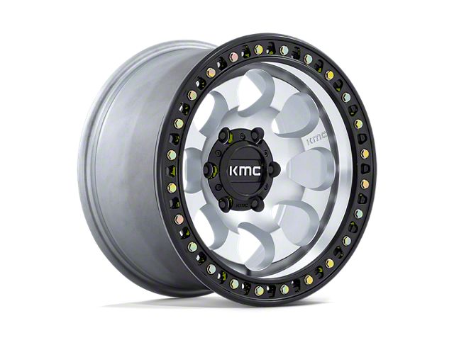 KMC Riot SBL Machined with Satin Black Lip Wheel; 17x9 (18-24 Jeep Wrangler JL)