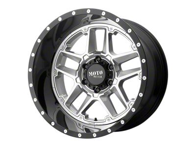 Moto Metal Sentry Gloss Silver Center with Gloss Black Lip Wheel; 22x10 (07-18 Jeep Wrangler JK)