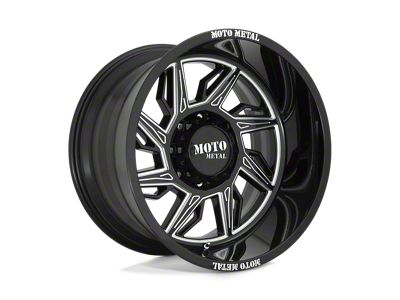 Moto Metal Hurricane Gloss Black Milled Wheel; Left Directional; 20x12 (07-18 Jeep Wrangler JK)