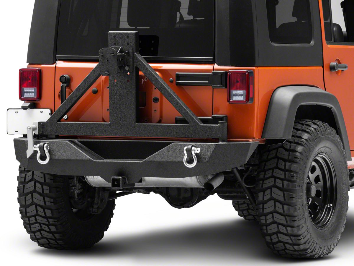 Different Trail Front Bumper w/Winch Plate & Rear Bumper w/Tire Carrier & Hitch Receiver for 07-18 Jeep Wrangler JK Jeep Wrangler JK Bumpers Front and Rear Combo