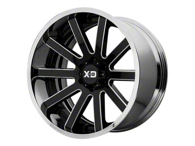 XD Heist Gloss Black Milled Center with Chrome Lip Wheel; 20x10 (07-18 Jeep Wrangler JK)