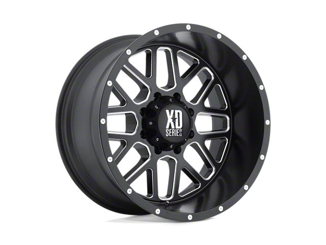 XD Grenade Satin Black Milled Wheel; 22x12 (07-18 Jeep Wrangler JK)