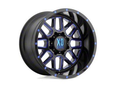 XD Grenade Satin Black Milled with Blue Clear Coat Wheel; 18x9 (22-24 Jeep Grand Cherokee WL)