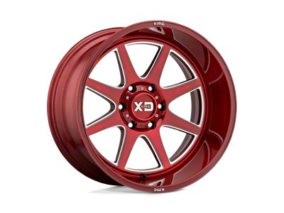 XD Pike Brushed Red with Milled Accent Wheel; 20x10 (07-18 Jeep Wrangler JK)