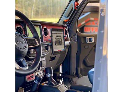 CMM Offroad Grab Bar Ball Mount with with 1-Inch Ball and RAM X-Grip XL Phone Mount; Black (18-24 Jeep Wrangler JL)