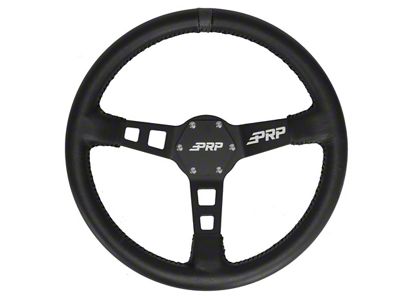 PRP Deep Dish Leather Steering Wheel; Black (Universal; Some Adaptation May Be Required)