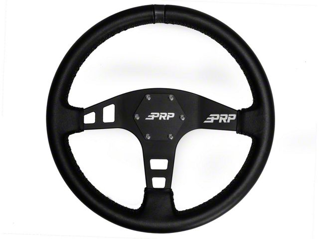PRP Flat Leather Steering Wheel; Black (Universal; Some Adaptation May Be Required)