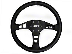 PRP Flat Leather Steering Wheel; Black (Universal; Some Adaptation May Be Required)