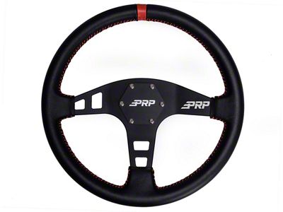 PRP Flat Leather Steering Wheel; Red (Universal; Some Adaptation May Be Required)