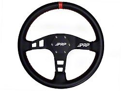 PRP Flat Leather Steering Wheel; Red (Universal; Some Adaptation May Be Required)