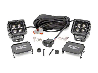 Rough Country 2-inch Black Series Amber DRL LED Cube Easy-Mount Kit (18-24 Jeep Wrangler JL, Excluding Rubicon 392)