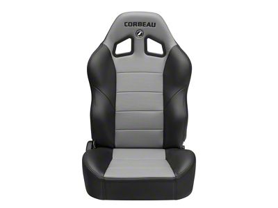 Corbeau Baja XRS Suspension Seats with Seat Heater and Inflatable Lumbar; Black Vinyl/Gray HD Vinyl; Pair (Universal; Some Adaptation May Be Required)