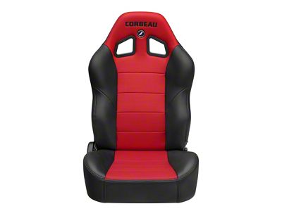 Corbeau Baja XRS Suspension Seats with Seat Heater; Black Vinyl/Red HD Vinyl; Pair (Universal; Some Adaptation May Be Required)