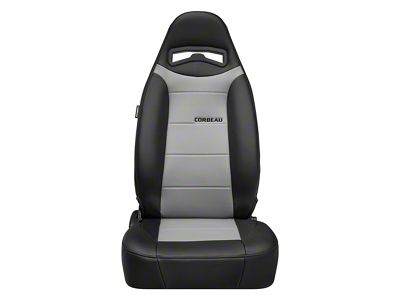 Corbeau Moab Reclining Seats with Inflatable Lumbar; Black Vinyl/Grey Perforated Vinyl; Pair (Universal; Some Adaptation May Be Required)