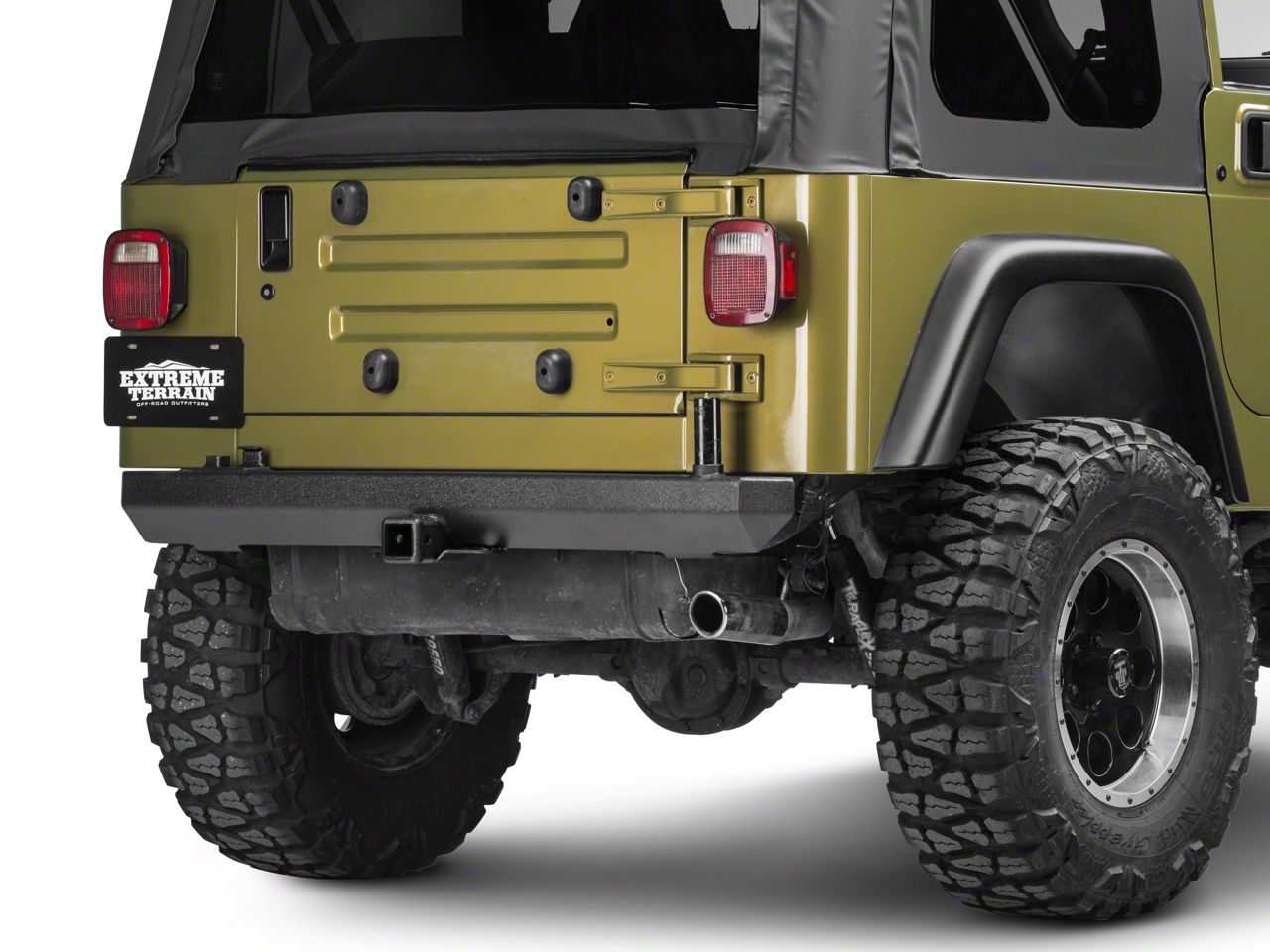 Rugged Ridge Jeep Wrangler Rock Crawler Rear Bumper w/ Post for Carrier