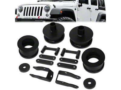 2.50-Inch Front / 2-Inch Rear Leveling Kit with Shock Extenders (07-18 Jeep Wrangler JK)