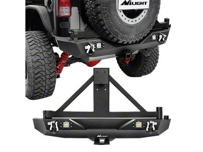 Nilight Rear Bumper with Tire Carrier and LED Lights (07-18 Jeep Wrangler JK)