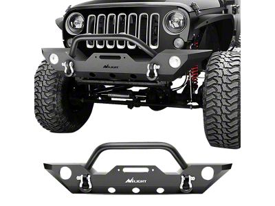 Nilight Rock Crawler Winch Mount Front Bumper with Fog Light Mounting Holes (07-18 Jeep Wrangler JK)