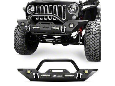 Nilight Rock Crawler Winch Mount Front Bumper with LED Lights (07-18 Jeep Wrangler JK)
