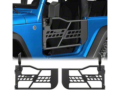 Nilight Tubular Doors with Mirrors; Front (07-18 Jeep Wrangler JK)