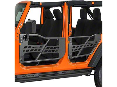 Nilight Tubular Doors with Mirrors; Front and Rear (07-18 Jeep Wrangler JK 4-Door)