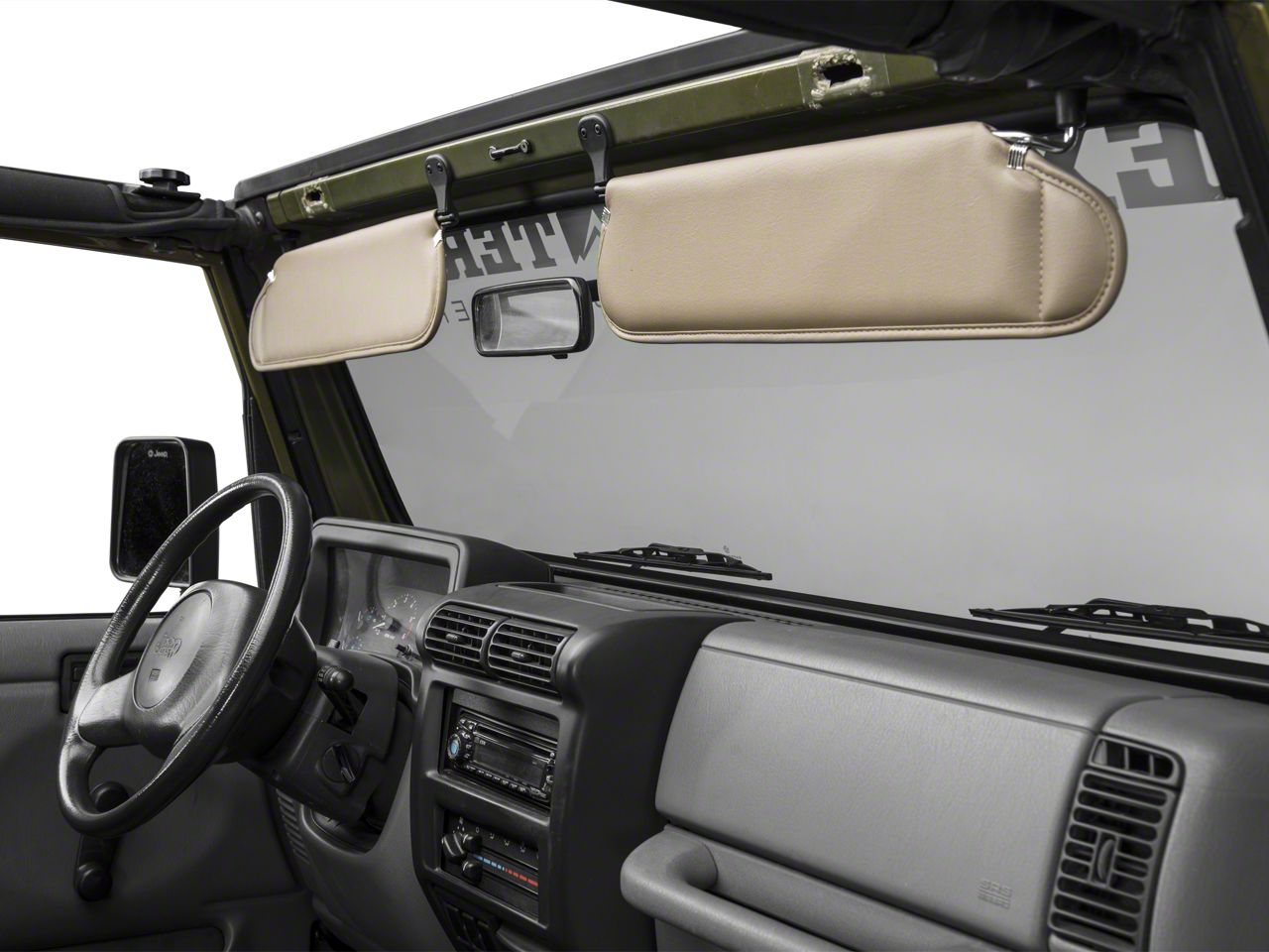 Rugged Ridge 13313.37 Camel Sunvisor Set; 97-02 Jeep Wrangler TJ