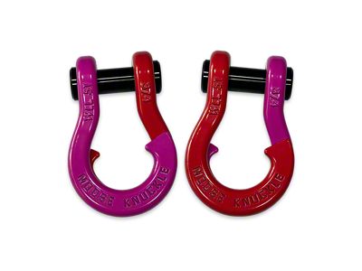 Moose Knuckle Offroad Jowl Split Recovery Shackle 3/4 Combo; Pogo Pink / Flame Red