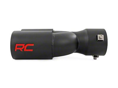 Rough Country Exhaust Tip; 4.50-Inch; Black with Red RC Logo (Fits 2.50 to 3-Inch Tailpipe)