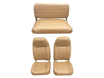 Front Bucket and Rear Bench Seat Upholstery Kit; Vinyl (87-95 Jeep Wrangler YJ w/o Fold-Down Rear Seat)