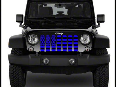 ZKD Customs Grille Insert; Black and Blue Dog Paw Flag (07-18 Jeep Wrangler JK)