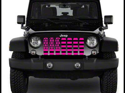 ZKD Customs Grille Insert; Black and Pink Dog Paw Flag (07-18 Jeep Wrangler JK)