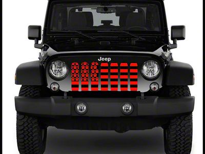 ZKD Customs Grille Insert; Black and Red Dog Paw Flag (07-18 Jeep Wrangler JK)