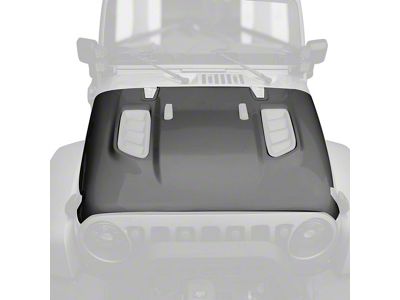 Rubicon Style Hood without Hood Vents; Unpainted (18-24 Jeep Wrangler JL, Excluding Rubicon 392)