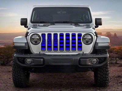 ZKD Customs Grille Insert; Black and Blue Dog Paw Flag (18-24 Jeep Wrangler JL)