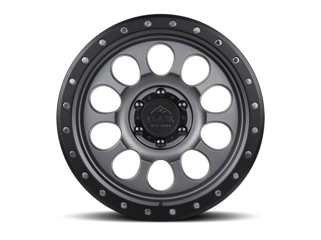 Lock Off-Road 50Cal Matte Grey with Matte Black Ring Wheel; 20x9 (07-18 Jeep Wrangler JK)