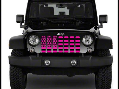 ZKD Customs Grille Insert; Black and Pink Dog Paw Flag (07-18 Jeep Wrangler JK)